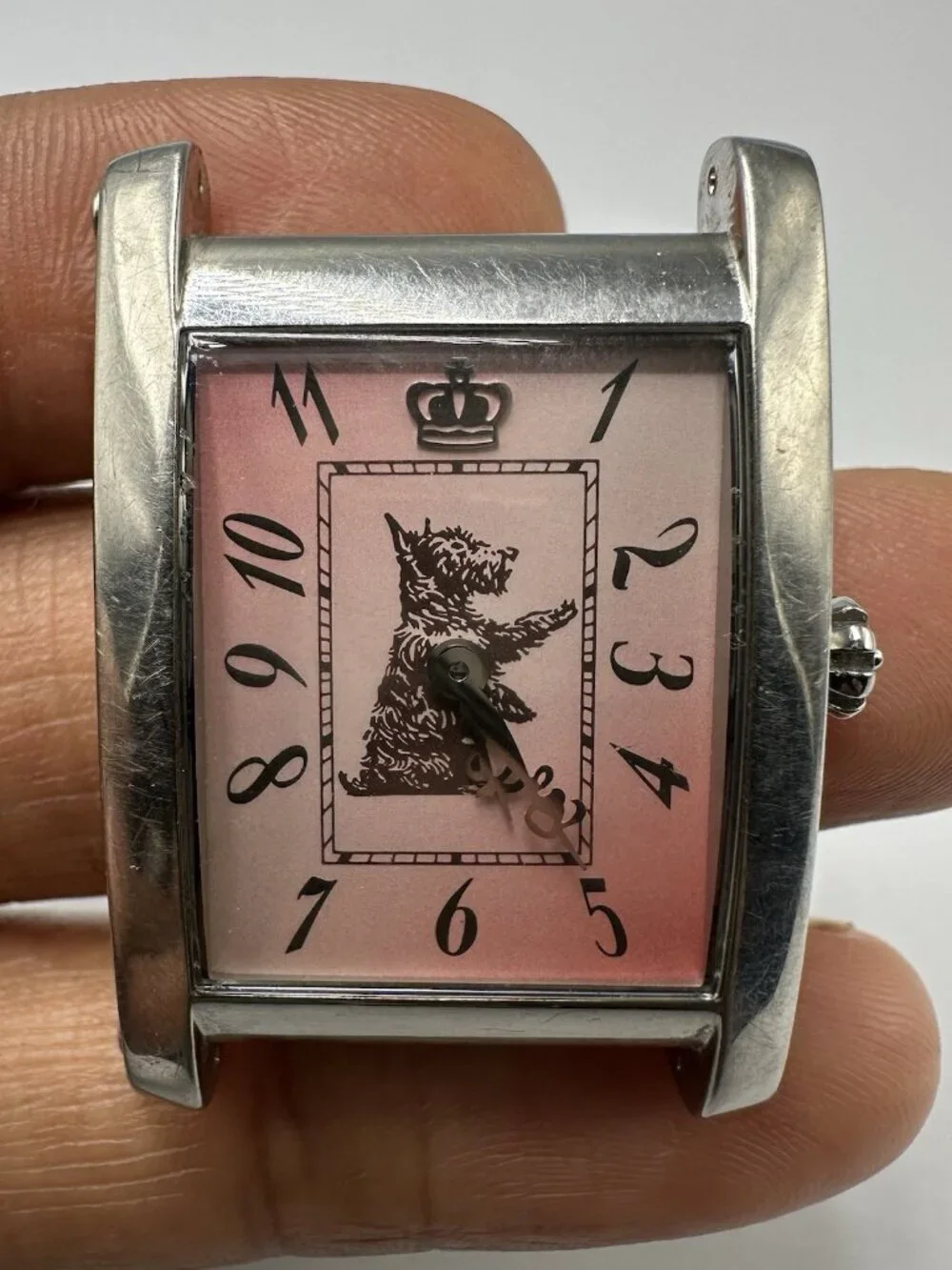 3/$30 Juicy Couture Watch Women No Band Silver Tone Pink Scottie Dog Dial